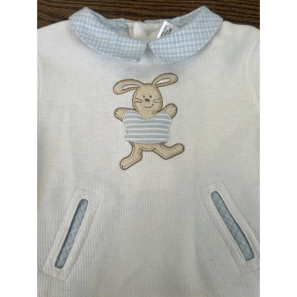 Absorba Baby Boys 2 Pc Bunny Outfit Set Blue White 9M NWT Neiman Marcus